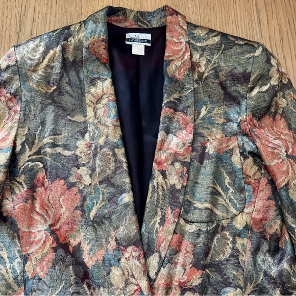 Vintage 80s Gold Jacquard Blazer – Size M - Picture 8 of 9